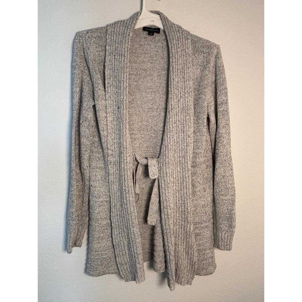 Fortune + Ivy Grey Marl Open Front Tie Waist Cardigan Sweater Large